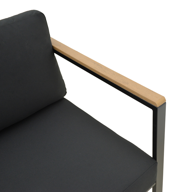 Καναπές τριθέσιος Aurelio pakoworld μαύρο μέταλλο με μαύρα μαξιλάρια 192x74x63εκ