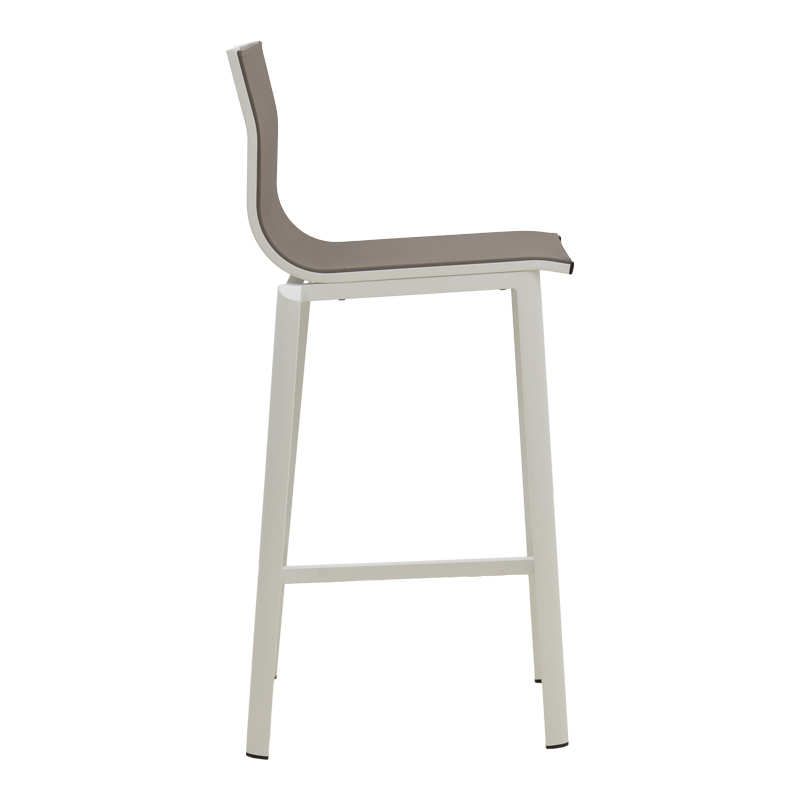 Σκαμπό μπαρ Melina pakoworld στοιβαζόμενη αλουμίνιο σε λευκή- textline σε γκρι απόχρωση 45x49x115εκ