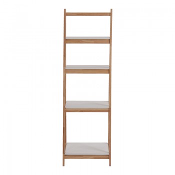 Ραφιέρα δαπέδου Benwen pakoworld πτυσσόμενη rubberwood-mdf σε λευκή-φυσική απόχρωση 42x34.5x140εκ