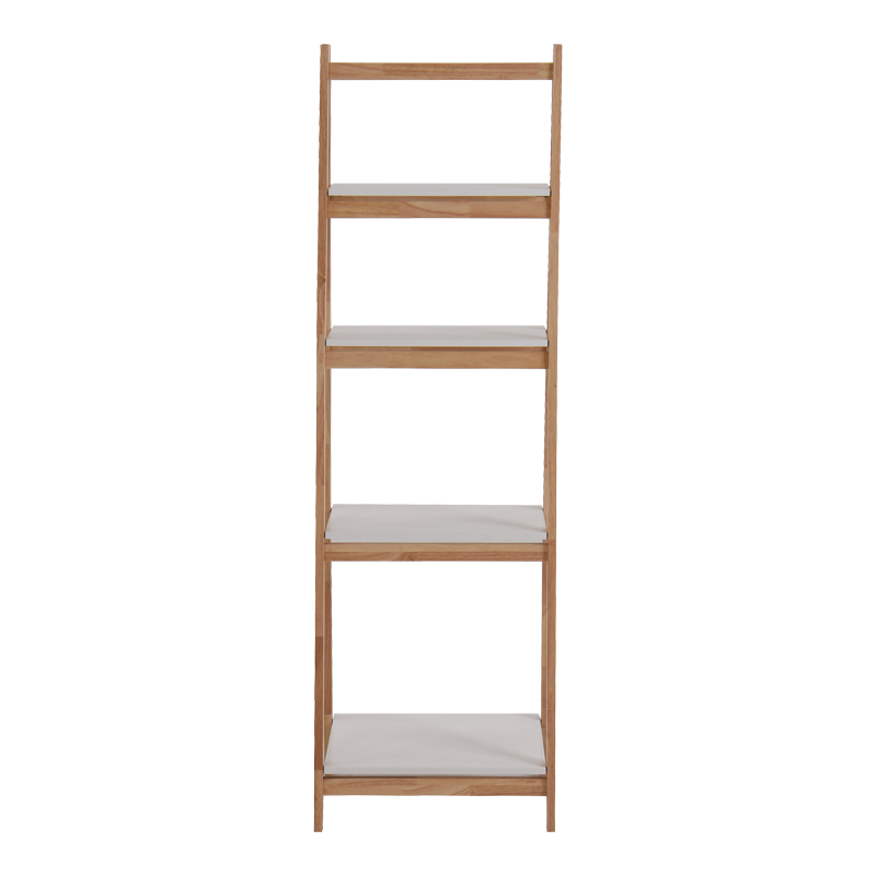 Ραφιέρα δαπέδου Benwen pakoworld πτυσσόμενη rubberwood-mdf σε λευκή-φυσική απόχρωση 42x34.5x140εκ