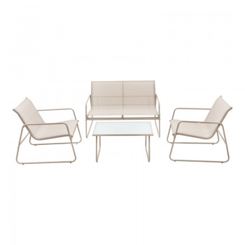 Σαλόνι εξωτερικού χώρου Veranda textilene-μέταλλο σε λευκή απόχρωση