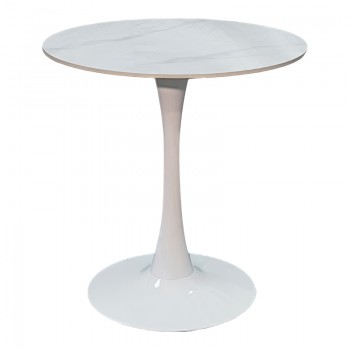 Τραπέζι Balou I pakoworld sintered stone σε λευκό μαρμάρου Φ70x74εκ