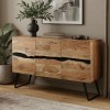 Μπουφές Imena pakoworld μασίφ ξύλο 4εκ φυσικό-μαύρο 148x43.5x86εκ
