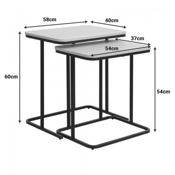Βοηθητικα τραπέζια Dunest pakoworld σε φυσική απόχρωση-μαύρα μεταλλικά πόδια 54x40x60εκ