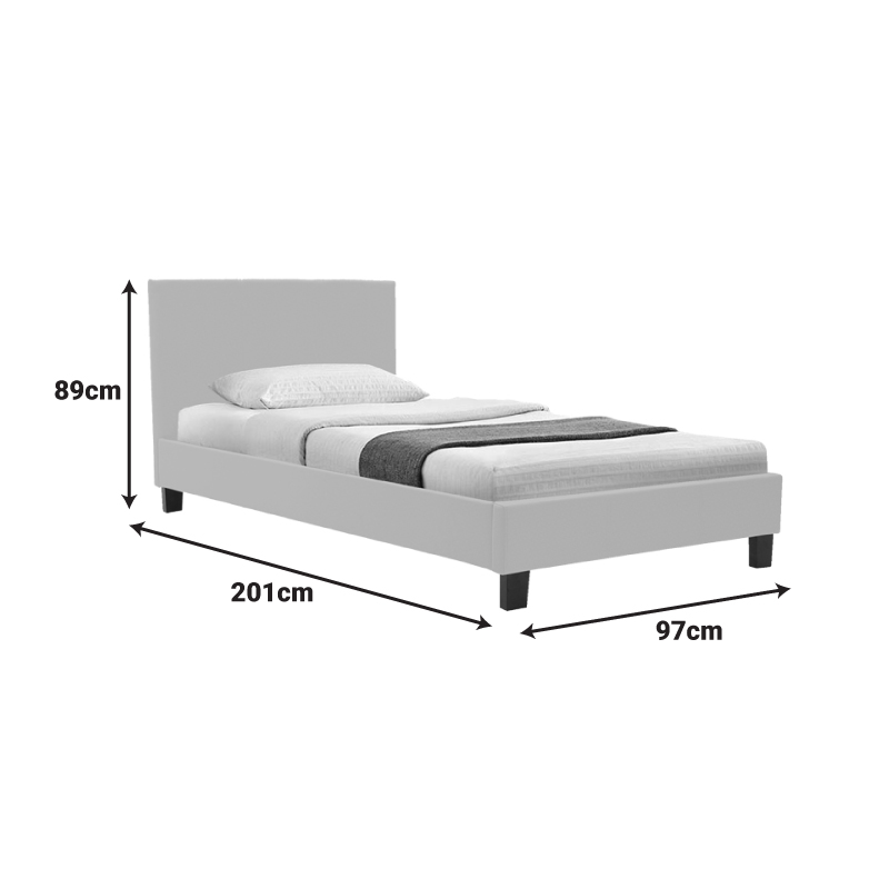 Κρεβάτι Nevil pakoworld ύφασμα ανθρακί με ξύλινο μαύρο πόδι 90x190εκ