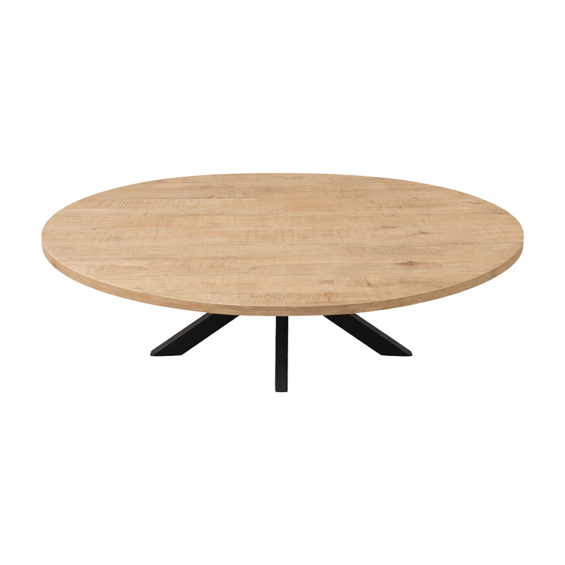 Τραπεζι Jenma pakoworld μασίφ mango ξύλο σε φυσική απόχρωση-πόδι μαύρο μέταλλο 180x90x76εκ