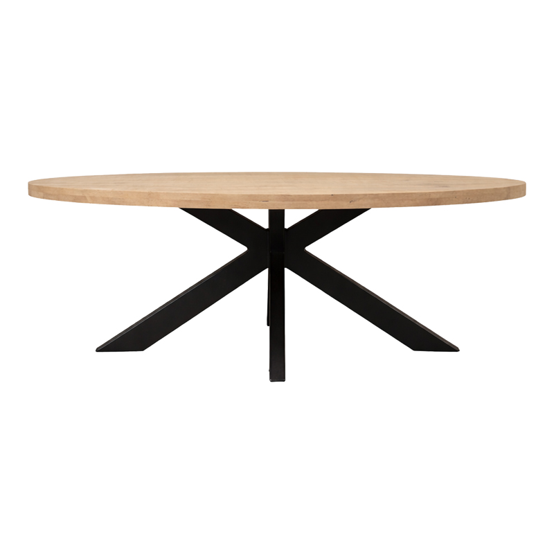 Τραπεζι Jenma pakoworld μασίφ mango ξύλο σε φυσική απόχρωση-πόδι μαύρο μέταλλο 200x100x76εκ