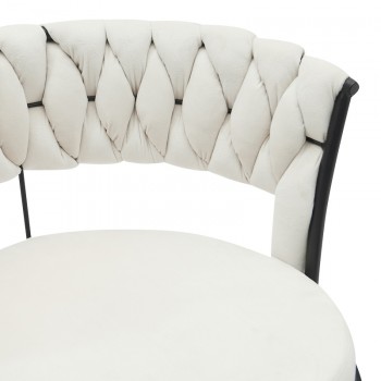 Σκαμπό μπαρ Alkia pakoworld περιστρεφόμενο σε μπεζ βελούδο με μαύρα πόδια μέταλλο 58x55x90εκ