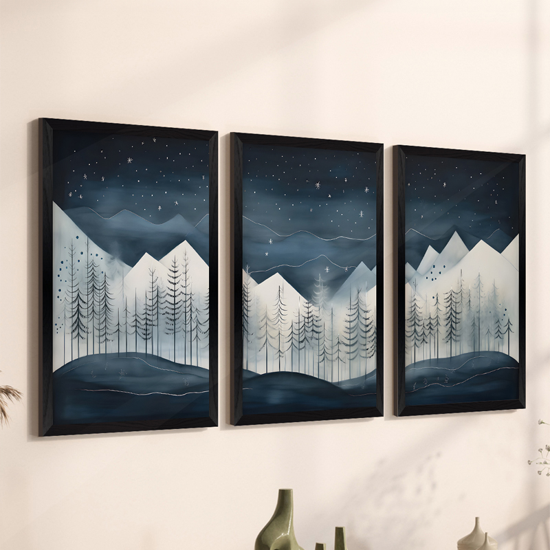 Πίνακας Wavy pakoworld τρίπτυχος με ψηφιακή εκτύπωση και πλαίσιο 33x0.3x48εκ