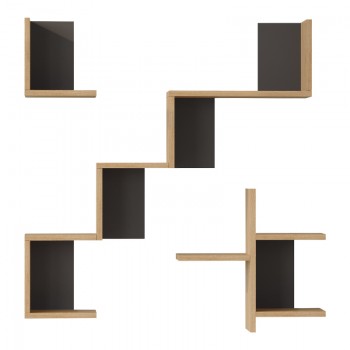 Ραφιέρα τοίχου Verso pakoworld oak με ανθρακί 99,4x14,5x103εκ