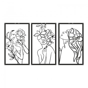 Διακοσμητικό τοίχου Witho pakooworld σετ 3τεμ μαύρο μεταλλικό 30x0,15x50εκ