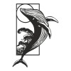Διακοσμητικό τοίχου Whale pakooworld μαύρο μεταλλικό 38x0,15x50εκ