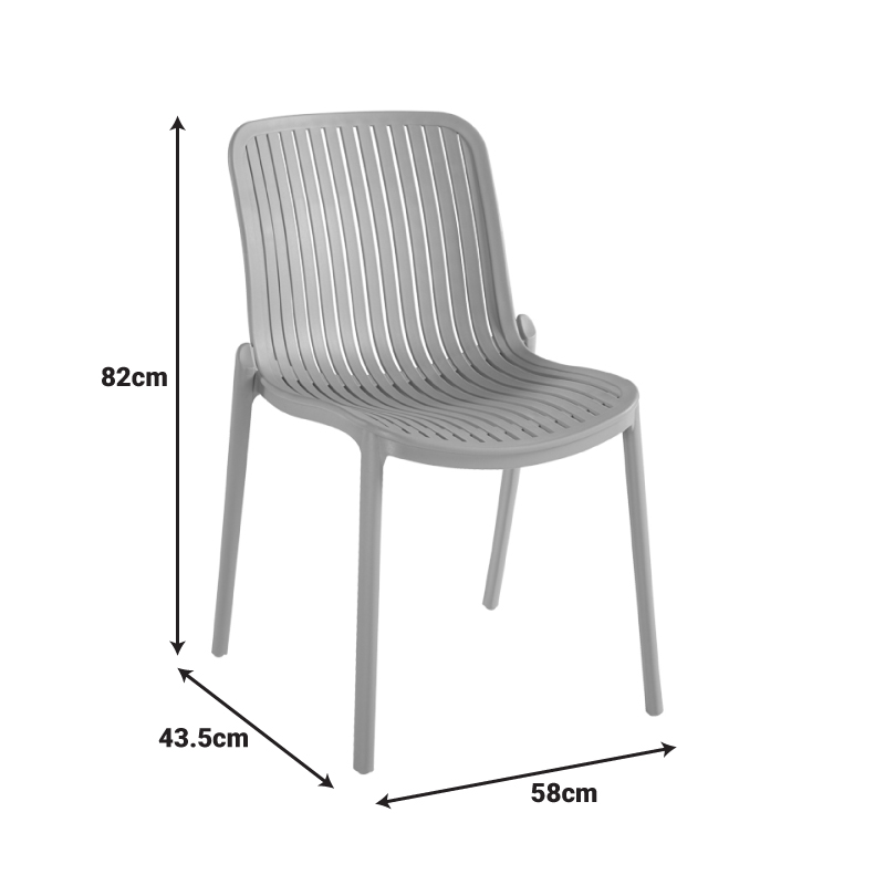 Καρέκλα Teragi στοιβαζόμενη pakoworld pp με UV protection ανθρακί 58x43.5x82εκ