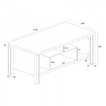 Τραπέζι σαλονιού Tracy pakoworld λευκό-γκρι 120x60x48.5εκ