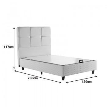 Κρεβάτι ημίδιπλο Punto pakoworld με αποθηκευτικό χώρο κρεμ βελούδο 120x200εκ