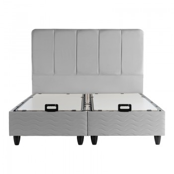Κρεβάτι διπλό Lunda pakoworld με αποθηκευτικό χώρο γκρι βελούδο 160x200εκ