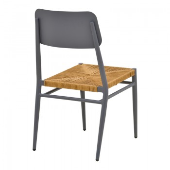 Καρέκλα Giardino pakoworld στοιβαζόμενη αλουμίνιο σε ανθρακί -pe rattan σε φυσική απόχρωση 45x56x82εκ