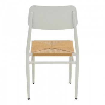 Καρέκλα Giardino pakoworld στοιβαζόμενη αλουμίνιο σε λευκή -pe rattan σε φυσική απόχρωση 45x56x82εκ