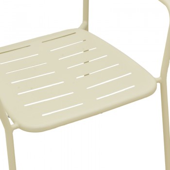 Πολυθρόνα Deraby pakoworld στοιβαζόμενη κρεμ μέταλλο 56x45.5x83εκ