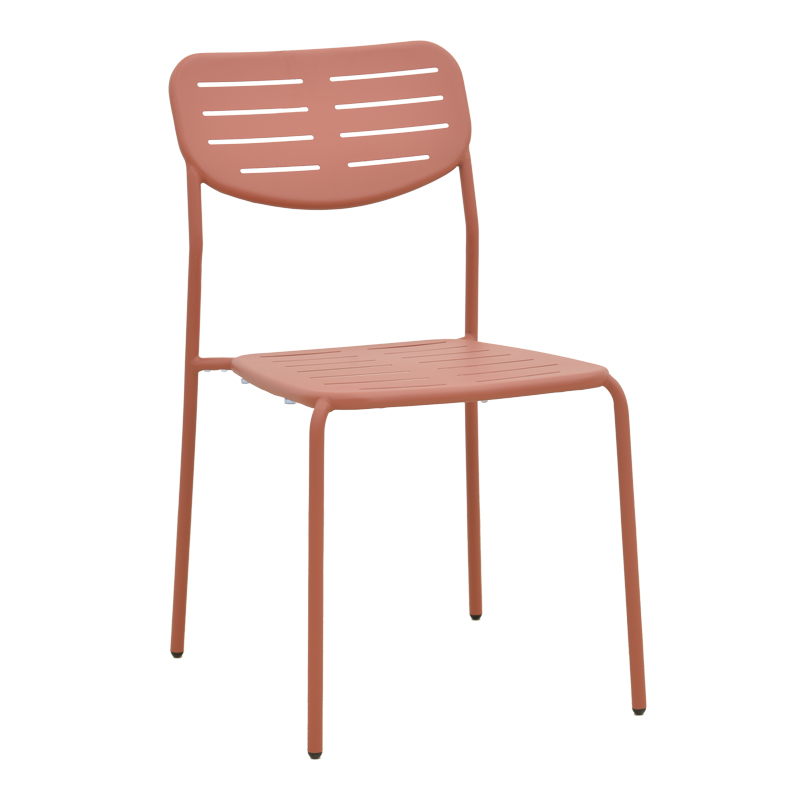 Καρέκλα Deraby pakoworld στοιβαζόμενη terracotta μέταλλο 52.5x45.5x83εκ