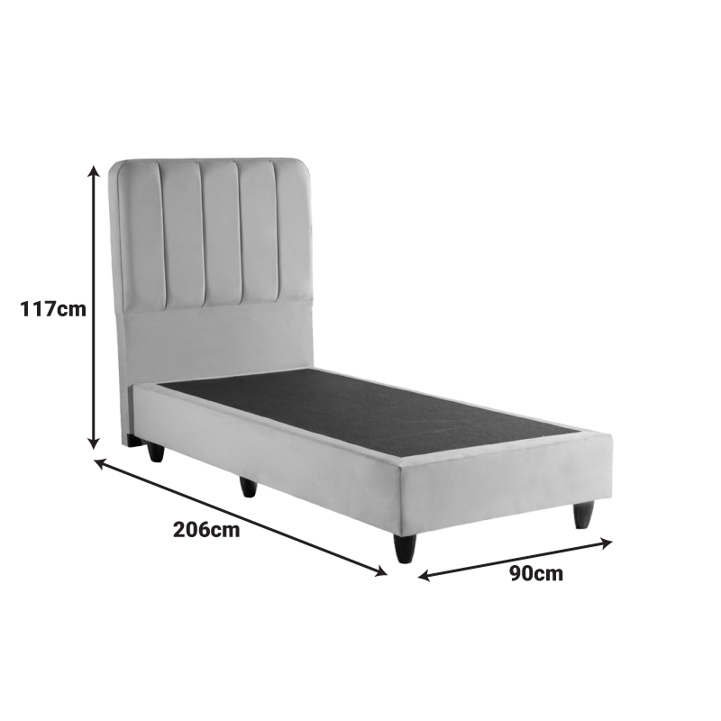 Κρεβάτι μονό Lunda pakoworld κρεμ βελούδο 90x200εκ