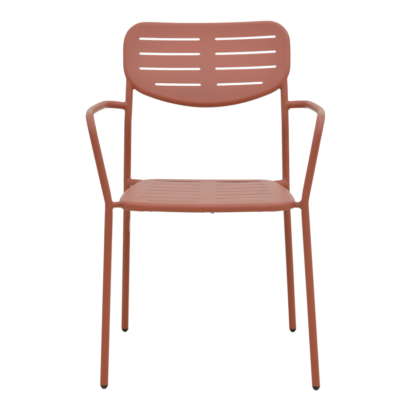 Πολυθρόνα Deraby pakoworld στοιβαζόμενη terracotta μέταλλο 56x45.5x83εκ