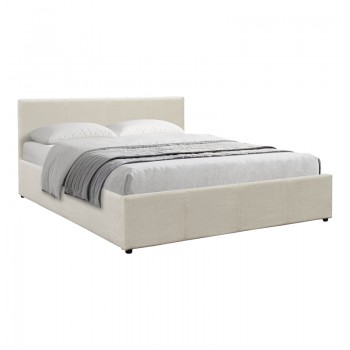 Κρεβάτι Dellia pakoworld με αποθηκευτικό χώρο ύφασμα κρεμ 150x200εκ