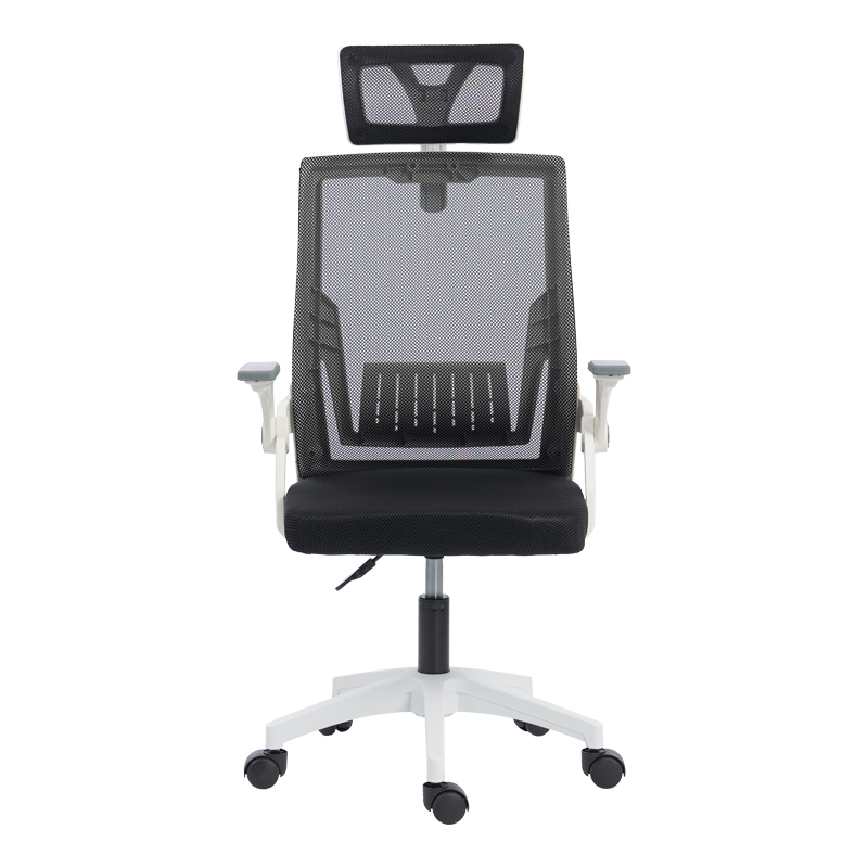 Καρέκλα γραφείου Plymot pakoworld λευκή - mesh μαύρο 48x58x112-122εκ