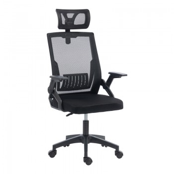 Καρέκλα γραφείου Plymot pakoworld mesh χρώμα μαύρο 48x58x112-122εκ
