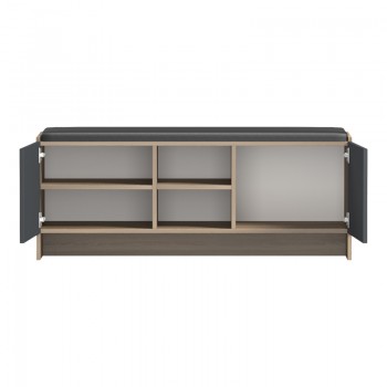 Έπιπλο εισόδου σκαμπό-παπουτσοθήκη Zulla pakoworld 10 ζεύγων sonoma- ανθρακί 110x37x43εκ