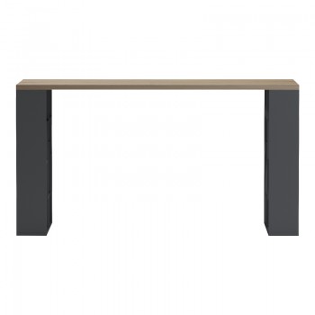 Γραφείο με ραφιέρα Labirent  pakoworld ανθρακί-sonoma 140x60x75εκ