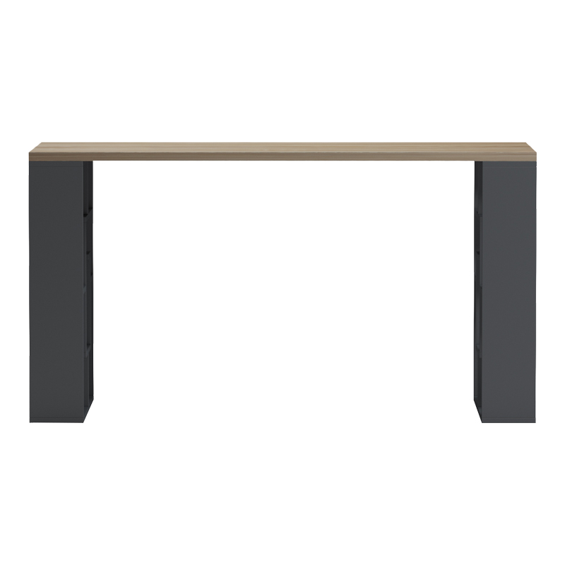 Γραφείο με ραφιέρα Labirent  pakoworld ανθρακί-sonoma 140x60x75εκ