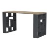 Γραφείο με ραφιέρα Labirent  pakoworld ανθρακί-sonoma 140x60x75εκ