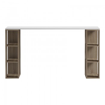 Γραφείο με ραφιέρα  Colmar pakoworld sonoma-λευκό 140x60x75εκ