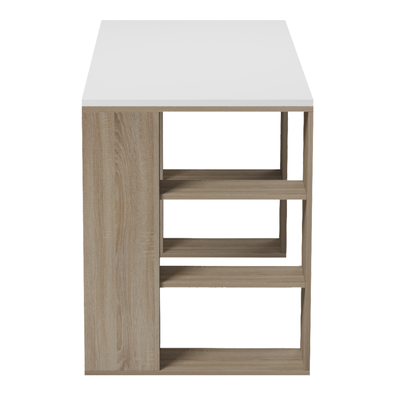 Γραφείο με ραφιέρα  Colmar pakoworld sonoma-λευκό 140x60x75εκ