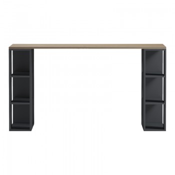 Γραφείο με ραφιέρα Colmar pakoworld ανθρακί- sonoma 140x60x75εκ