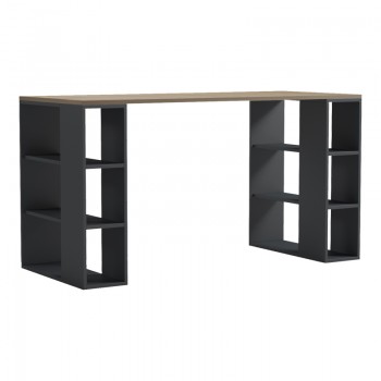 Γραφείο με ραφιέρα Colmar pakoworld ανθρακί- sonoma 140x60x75εκ