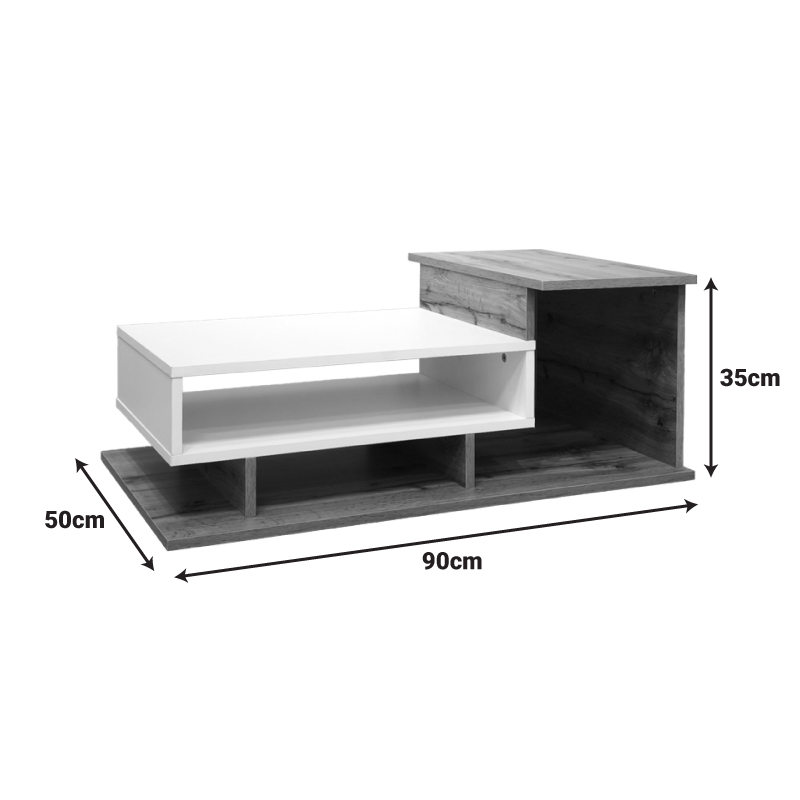 Τραπέζι σαλονιού Nuvele pakoworld γκρι-sonoma 90x50x35εκ