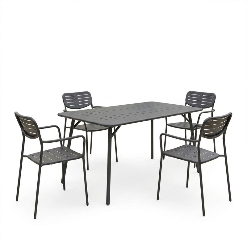 Τραπεζαρία Moraja Deraby pakoworld σετ 5τεμ μαύρο μέταλλο 140x80x72εκ