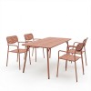 Τραπεζαρία Moraja Deraby pakoworld σετ 5τεμ terracotta μέταλλο 140x80x72εκ