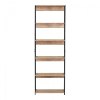 Βιβλιοθήκη Kaliano pakoworld oak-μαύρο μέταλλο 59.5x35x176.5εκ