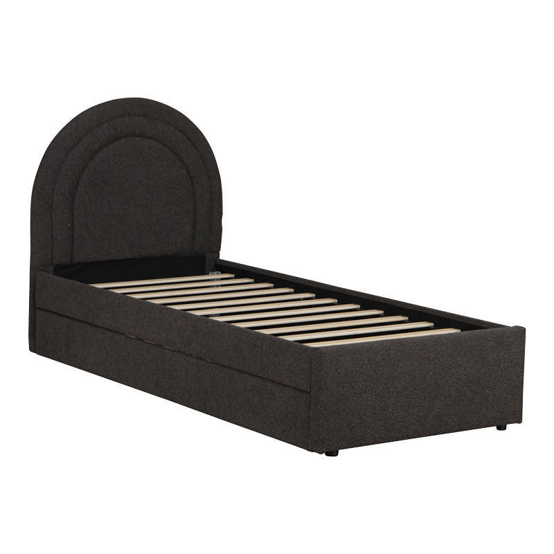 Κρεβάτι Arcuate pakoworld μπουκλέ υφασμα ανθρακί με συρόμενο 90x200εκ