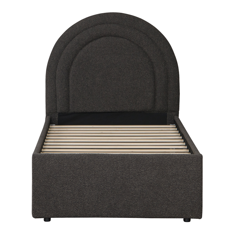 Κρεβάτι Arcuate pakoworld μπουκλέ υφασμα ανθρακί με συρόμενο 90x200εκ