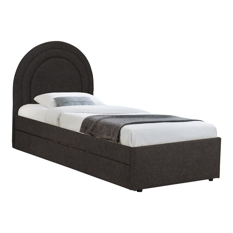 Κρεβάτι Arcuate pakoworld μπουκλέ υφασμα ανθρακί με συρόμενο 90x200εκ