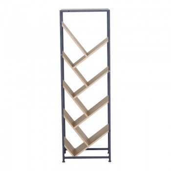 Βιβλιοθήκη Orunta pakoworld oak- μαύρο μέταλλο 40x26.5x125εκ