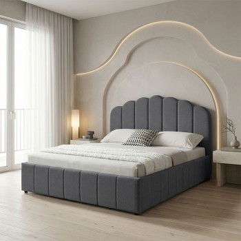 Κρεβάτι Tatiana pakoworld ύφασμα ανθρακί με αποθηκευτικό χώρο 120x200εκ