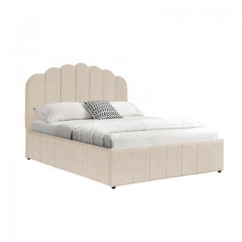 Κρεβάτι Tatiana pakoworld βελούδο μπεζ με αποθηκευτικό χώρο 120x200εκ