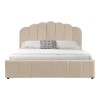 Κρεβάτι Tatiana pakoworld βελούδο μπεζ με αποθηκευτικό χώρο 120x200εκ