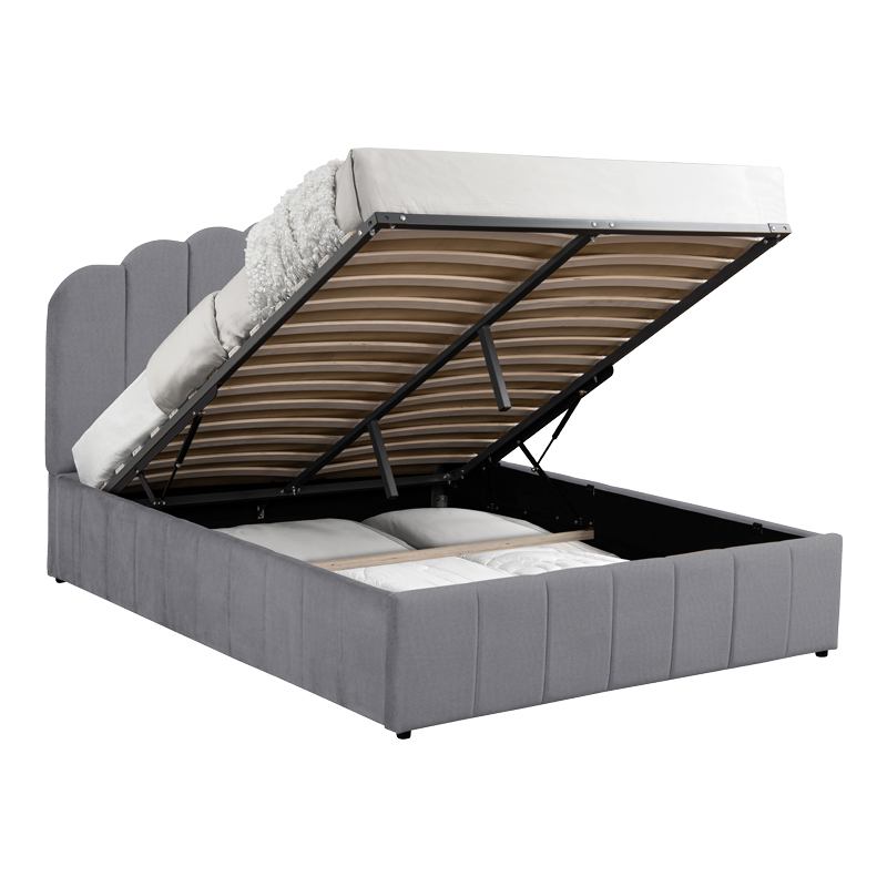 Κρεβάτι Tatiana pakoworld ύφασμα γκρι με αποθηκευτικό χώρο 120x200εκ