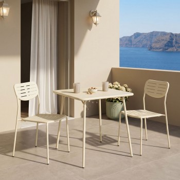 Τραπεζαρία Moraja Deraby I pakoworld σετ 3τεμ κρεμ μέταλλο 70x70x73εκ